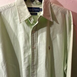 Men’s Ralph Lauren light green button up shirt (long sleeve) Sz 161/2 neck